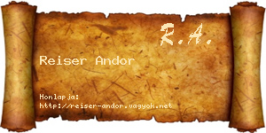 Reiser Andor névjegykártya